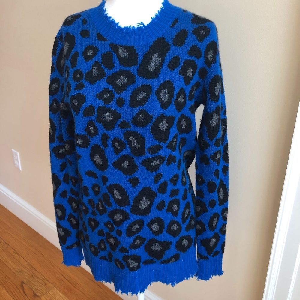 Animal Print Distressed Sweater from Aqua Cashmere